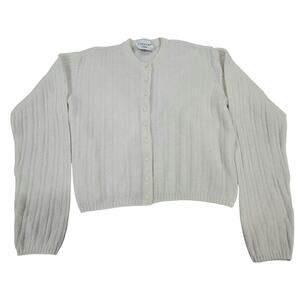 Vintage Carroll Reed Angora Lambs Wool Cream Cardigan Sweater Size M